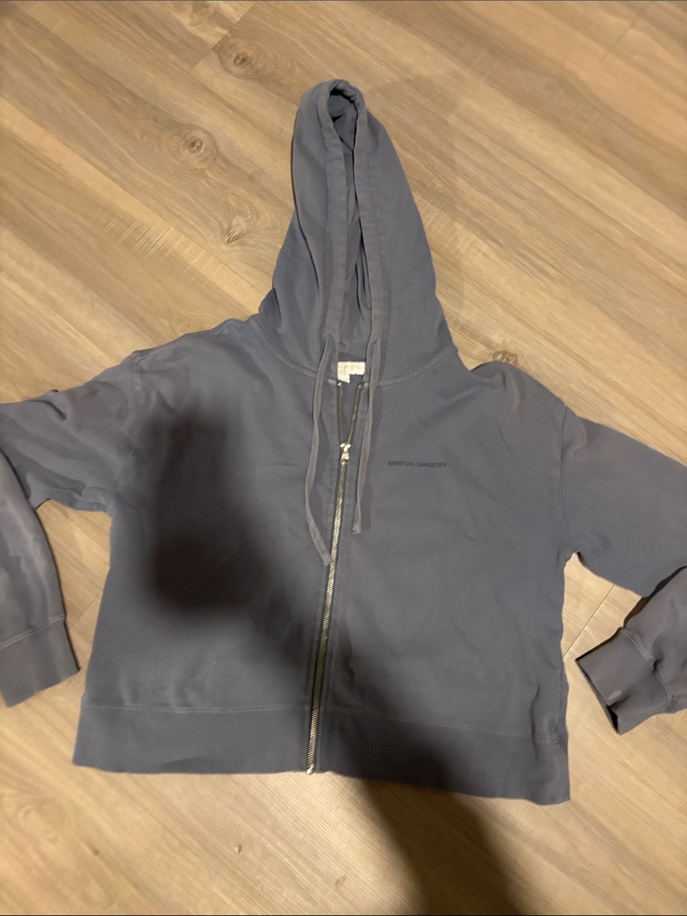 Spiritual Gangster Zip-Up Hooded Sweatshirt in Slate Blue